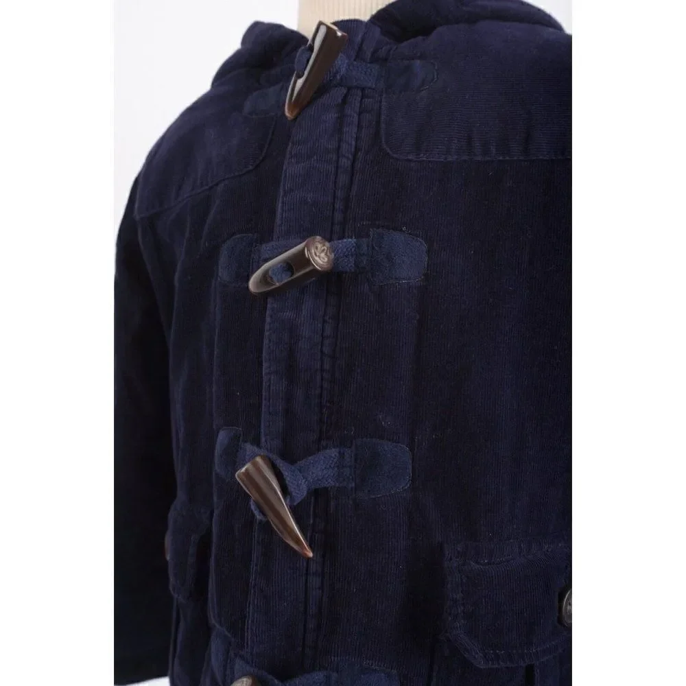 Gymboree Kids Toddler Toggle Coat 2T Corduroy Fleece lined Navy Blue Hooded